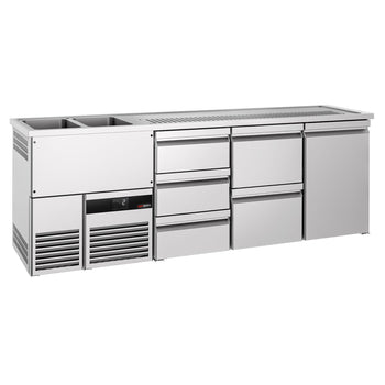 Barowy stół chłodniczy PREMIUM - 2500x700mm - 1 drzwi & 5 szuflad - Prime Gastro