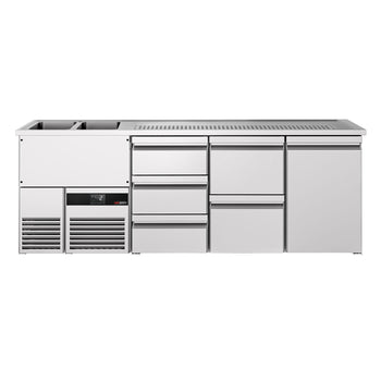 Barowy stół chłodniczy PREMIUM - 2500x700mm - 1 drzwi & 5 szuflad - Prime Gastro