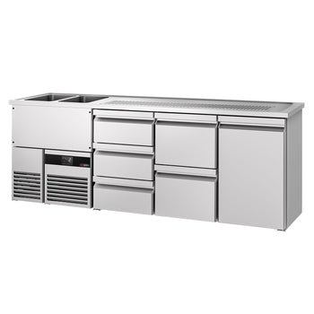 Barowy stół chłodniczy PREMIUM - 2500x700mm - 1 drzwi & 5 szuflad - Prime Gastro