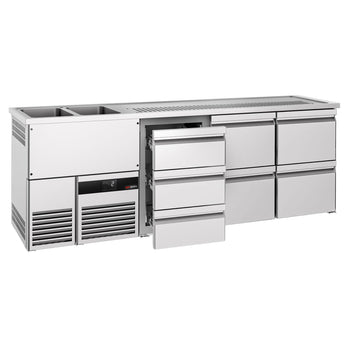Barowy stół chłodniczy PREMIUM - 2500x700mm - 7 szuflad - Prime Gastro