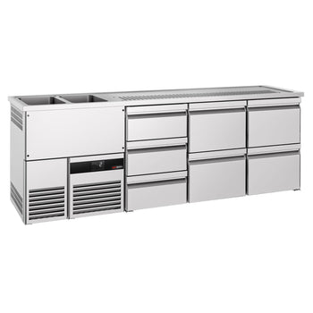Barowy stół chłodniczy PREMIUM - 2500x700mm - 7 szuflad - Prime Gastro