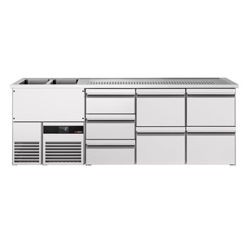 Barowy stół chłodniczy PREMIUM - 2500x700mm - 7 szuflad - Prime Gastro