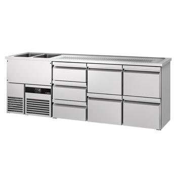 Barowy stół chłodniczy PREMIUM - 2500x700mm - 7 szuflad - Prime Gastro