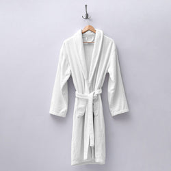 (12 sztuk) Szlafrok kąpielowy z kołnierzem szalowym - rozmiar: M - biały