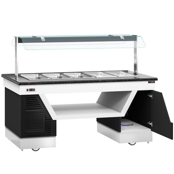 Lada bufetowa ciepła BELFAST - 2000 mm - z bemarem & kółkami - do 5x GN 1/1 - Prime Gastro