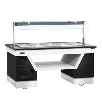 Lada bufetowa ciepła BELFAST - 2000 mm - z bemarem & kółkami - do 5x GN 1/1 - Prime Gastro