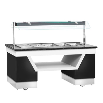 Lada bufetowa ciepła BELFAST - 2000 mm - z bemarem & kółkami - do 5x GN 1/1 - Prime Gastro