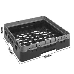 CAMBRO | CAMRACK® - Podstawowy kosz zlewozmywakowy 1/1 - z 1 przedłużką - 500x500mm - Czarny