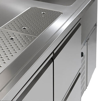 Barowy stół chłodniczy Premium PLUS - 2500x700mm - 1 drzwi & 4 szuflady - Prime Gastro