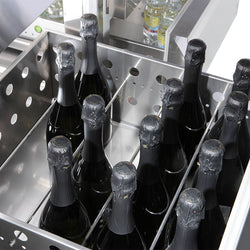 Lada barmańska PREMIUM PLUS - 2500x700mm - 1 Drzwi & 4 Szuflady - z 2 zlewami po prawej stronie