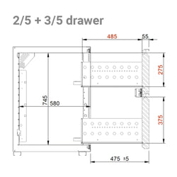 Szafka szufladowa do barowego stołu chłodniczego - składająca się z: 2/5 & 3/5