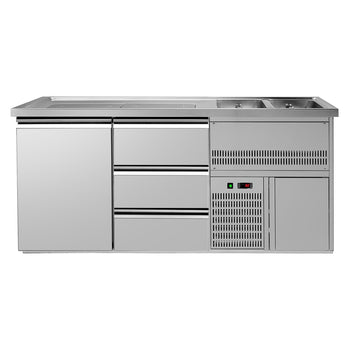 Barowy stół chłodniczy Premium PLUS - 1950x700 mm - 1 drzwi & 3 szuflady - Prime Gastro