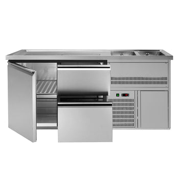 Barowy stół chłodniczy PREMIUM PLUS - 1950x700 mm - 1 drzwi & 2 szuflady - Prime Gastro