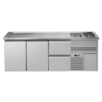 Barowy stół chłodniczy Premium PLUS - 2500x700mm - 2 drzwi & 2 szuflady - Prime Gastro