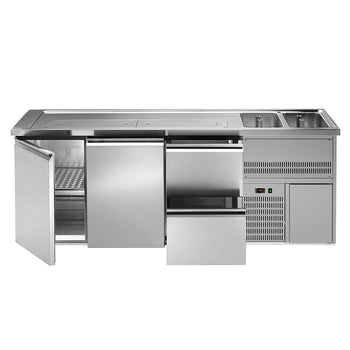 Barowy stół chłodniczy Premium PLUS - 2500x700mm - 2 drzwi & 2 szuflady - Prime Gastro
