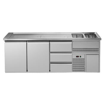 Barowy stół chłodniczy Premium PLUS - 2500x700 mm - 2 drzwi & 3 szuflady - Prime Gastro