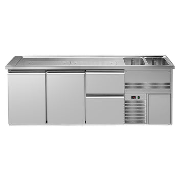 Barowy stół chłodniczy PREMIUM PLUS - 2500x700mm - 2 drzwi & 2 szuflady - Prime Gastro