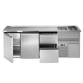 Barowy stół chłodniczy PREMIUM PLUS - 2500x700mm - 2 drzwi & 2 szuflady - Prime Gastro