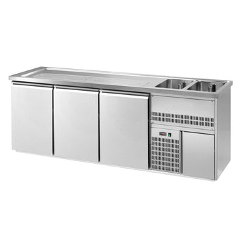 Barowy stół chłodniczy PREMIUM PLUS - 2500x700mm - 3 drzwi - Prime Gastro