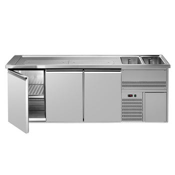 Barowy stół chłodniczy PREMIUM PLUS - 2500x700mm - 3 drzwi - Prime Gastro