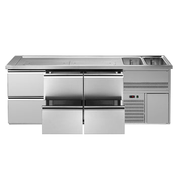 Barowy stół chłodniczy Premium PLUS - 2500x700mm - 6 szuflad - Prime Gastro