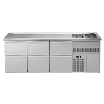 Barowy stół chłodniczy PREMIUM PLUS - 2500x700mm - 6 szuflad - Prime Gastro