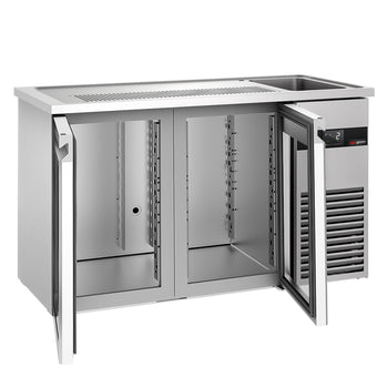Barowy stół chłodniczy PREMIUM - 1550x700 mm - 2 szklane drzwi - Prime Gastro