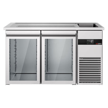 Barowy stół chłodniczy PREMIUM - 1550x700 mm - 2 szklane drzwi - Prime Gastro