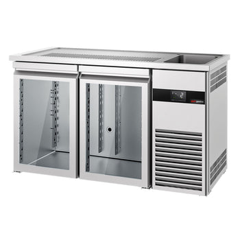 Barowy stół chłodniczy PREMIUM - 1550x700 mm - 2 szklane drzwi - Prime Gastro