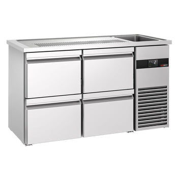Barowy stół chłodniczy PREMIUM - 1550x700 mm - 4 szuflady - Prime Gastro