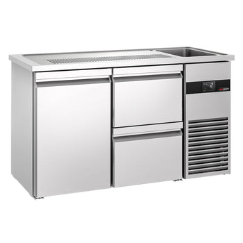 Barowy stół chłodniczy PREMIUM - 1550x700 mm - 1 drzwi & 2 szuflady - Prime Gastro