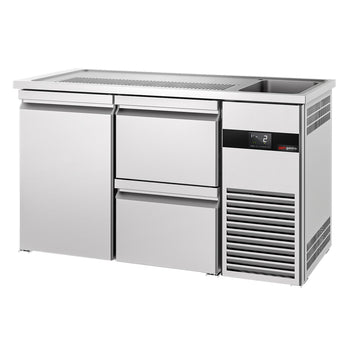 Barowy stół chłodniczy PREMIUM - 1550x700 mm - 1 drzwi & 2 szuflady - Prime Gastro