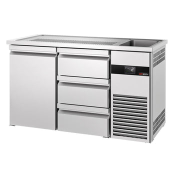 Barowy stół chłodniczy PREMIUM - 1550x700 mm - 1 drzwi & 3 szuflady - Prime Gastro
