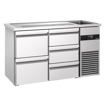 Barowy stół chłodniczy PREMIUM - 1550x700 mm - 5 szuflad - Prime Gastro