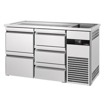 Barowy stół chłodniczy PREMIUM - 1550x700 mm - 5 szuflad - Prime Gastro