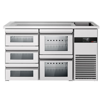 Barowy stół chłodniczy PREMIUM - 1550x700mm - 5 szklanych szuflad - Prime Gastro