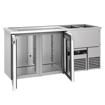 Barowy stół chłodniczy PREMIUM - 1950x700 mm - 2 szklane drzwi - Prime Gastro