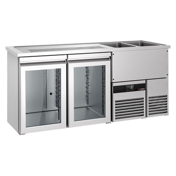 Barowy stół chłodniczy PREMIUM - 1950x700 mm - 2 szklane drzwi - Prime Gastro
