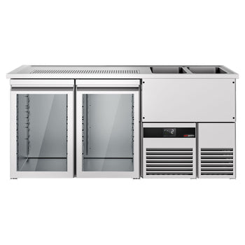 Barowy stół chłodniczy PREMIUM - 1950x700 mm - 2 szklane drzwi - Prime Gastro