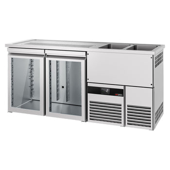 Barowy stół chłodniczy PREMIUM - 1950x700 mm - 2 szklane drzwi - Prime Gastro