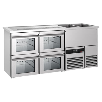 Barowy stół chłodniczy PREMIUM - 1950x700mm - 4 szklane szuflady - Prime Gastro