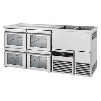 Barowy stół chłodniczy PREMIUM - 1950x700mm - 4 szklane szuflady - Prime Gastro