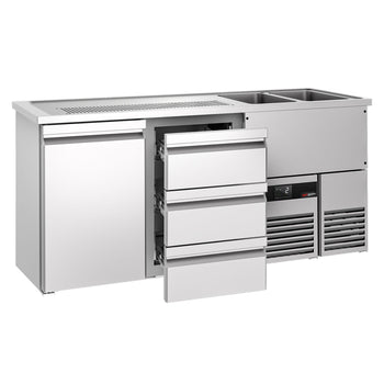 Barowy stół chłodniczy PREMIUM - 1950x700 mm - 1 drzwi & 3 szuflady - Prime Gastro