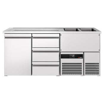 Barowy stół chłodniczy PREMIUM - 1950x700 mm - 1 drzwi & 3 szuflady - Prime Gastro