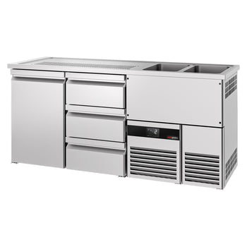Barowy stół chłodniczy PREMIUM - 1950x700 mm - 1 drzwi & 3 szuflady - Prime Gastro
