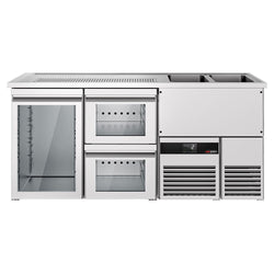 Barowy stół chłodniczy PREMIUM - 1950x700 mm - 1 szklane drzwi & 2 szklane szuflady