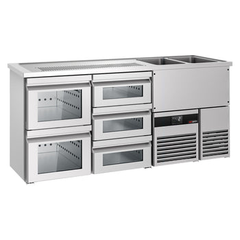 Barowy stół chłodniczy PREMIUM - 1950x700mm - 5 szklanych szuflad - Prime Gastro