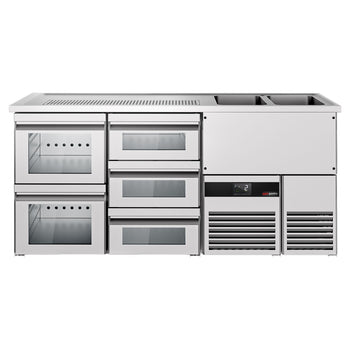 Barowy stół chłodniczy PREMIUM - 1950x700mm - 5 szklanych szuflad - Prime Gastro