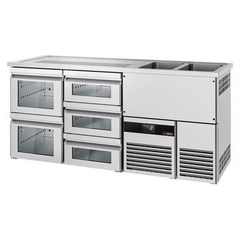 Barowy stół chłodniczy PREMIUM - 1950x700mm - 5 szklanych szuflad - Prime Gastro