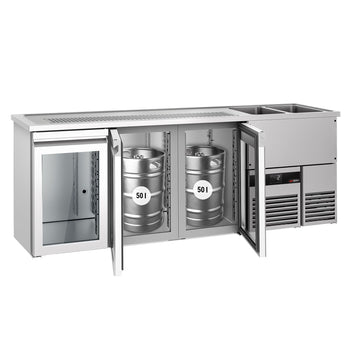 Barowy stół chłodniczy PREMIUM - 2500x700mm - 3 szklane drzwi - Prime Gastro